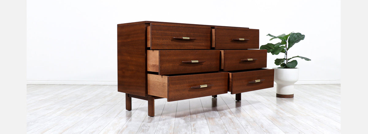 John Keal Dresser with Brass Accents for Brown Saltman
