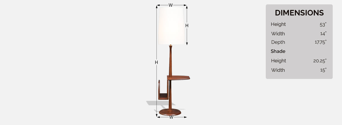Laurel Walnut Floor Lamp w/ Magazine Holder & Tray Table