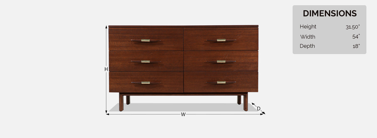 John Keal Dresser with Brass Accents for Brown Saltman