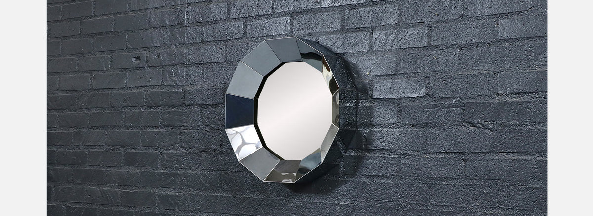 Vintage Curtis Jere Faceted Chrome Geometric Mirror for Artisan House