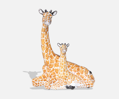 Mid-Century Italian Glazed Ceramic Giraffe Family Sculpture