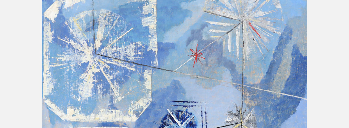 Mid-Century Modern Abstract Blue Painting by Richard Cowell, c.1955