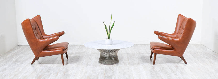 Vintage Warren Platner Carrara Marble & Steel Coffee Table for Knoll