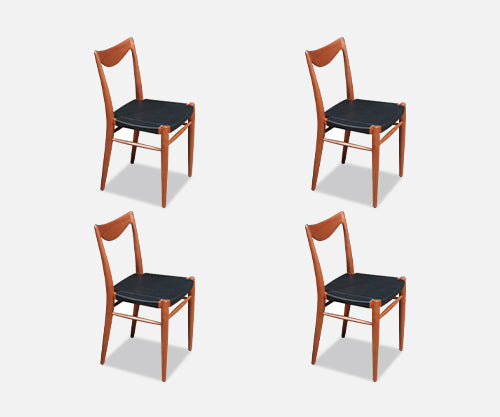 Rolf Rastad & Adolf Relling “Bambi” Teak & Leather Dining Chairs