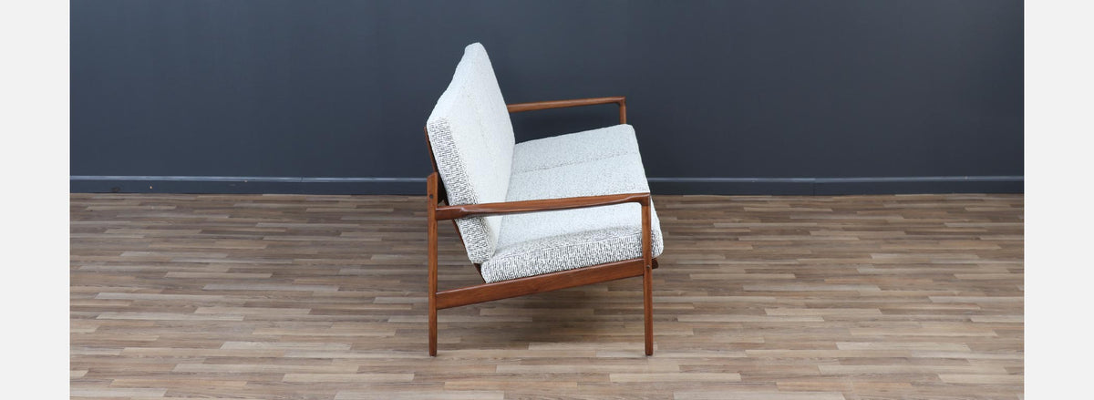 Ib Kofod-Larsen Sculpted Exoskeleton Walnut Sofa for Selig