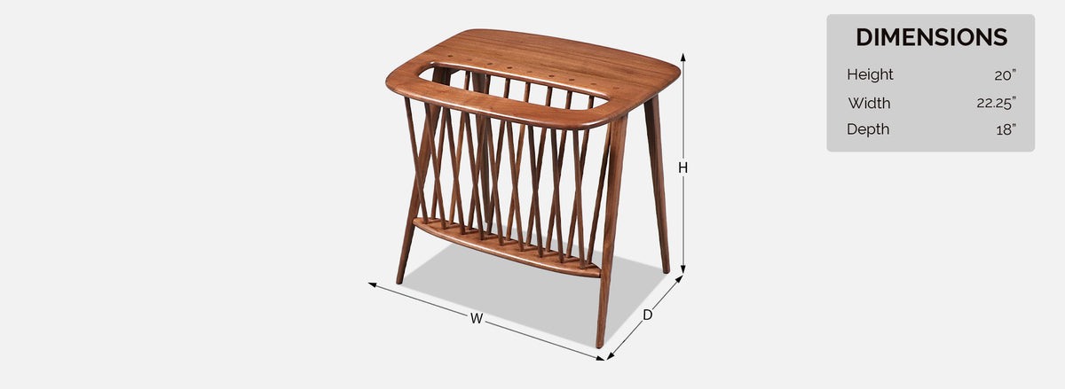 Arthur Umanoff Mid-Century Spindle Side Table With Magazine Shelf