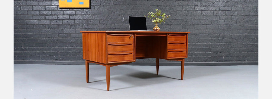 Svend A. Madsen Teak Desk w/ Bookcase for Falster