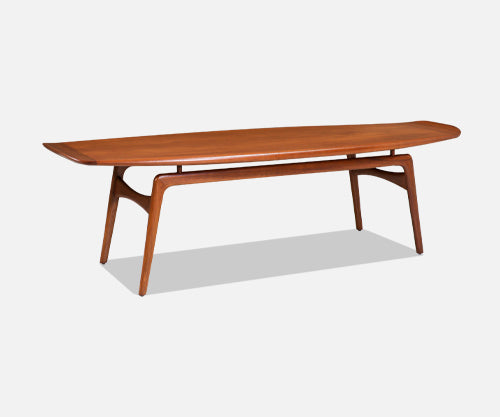 Arne Hovmand-Olsen Floating-Top Surfboard Teak Coffee Table for Mogens Kold