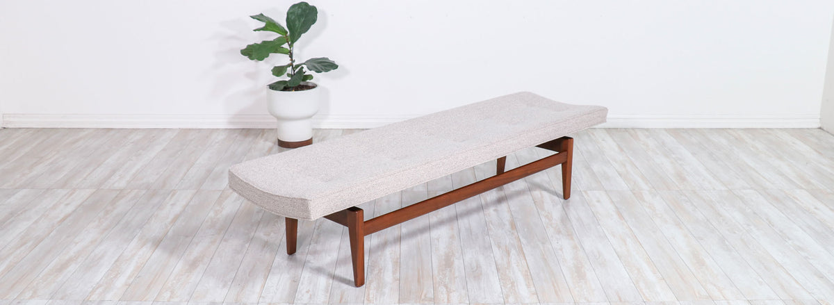 Jens Risom Tufted Bench with Floating Walnut Base