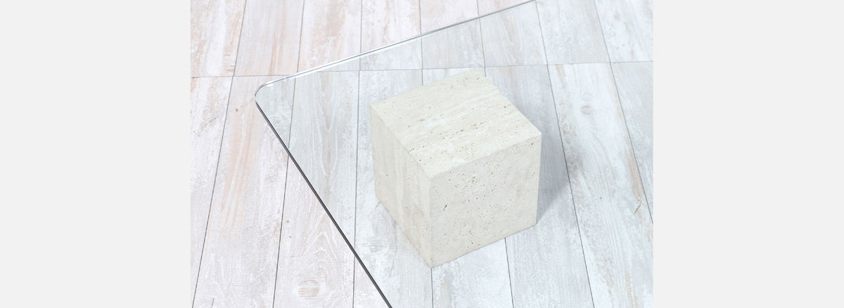 Massimo & Lella Vignelli "Metafora" Italian Travertine Stone Coffee Table 