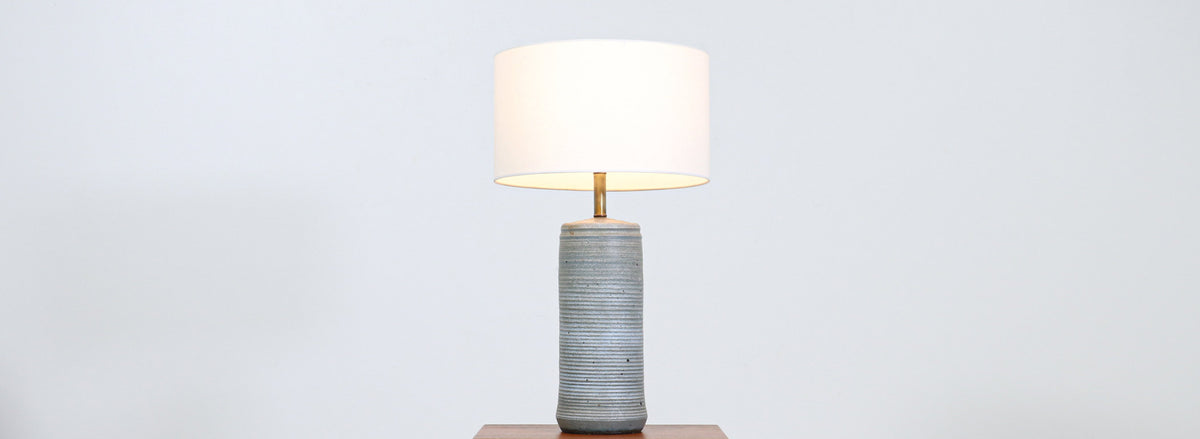 California Modern A-Series Blue Ceramic Table Lamp by Bob Kinzie