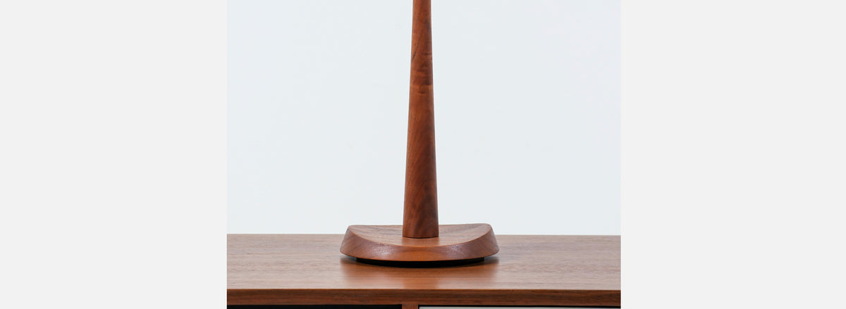 Mid-Century Modern Walnut & Brass Accent Table Lamp by Laurel