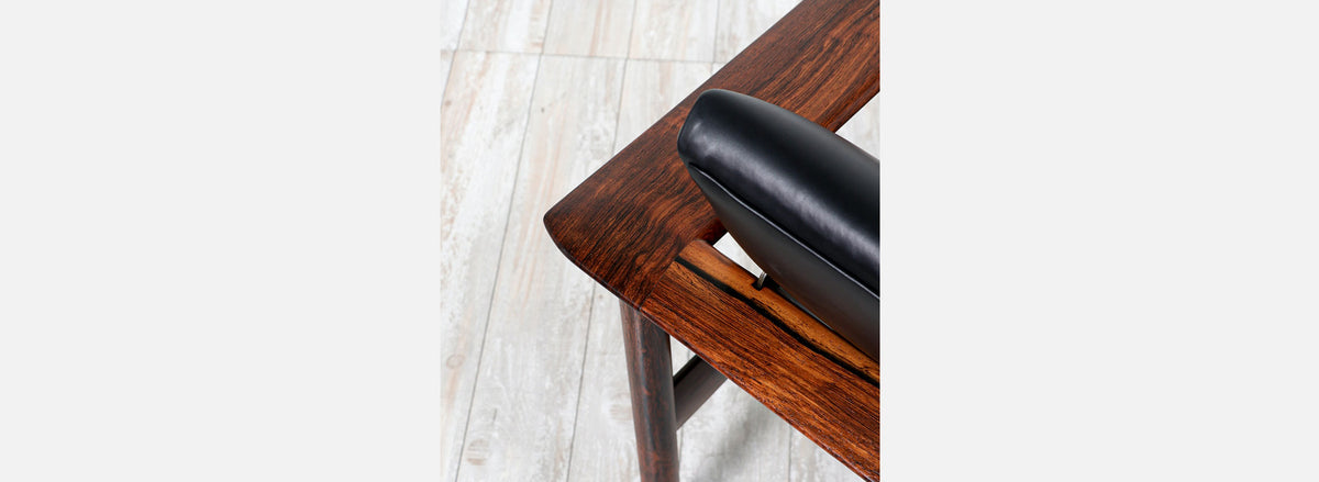 Nordic Modern Sculpted Rosewood Reclining Lounge Chair