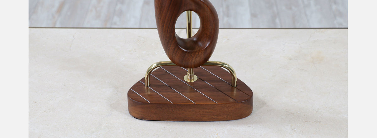 Arthur Jacobs Abstract Walnut & Brass Table Lamps for Modeline of CA