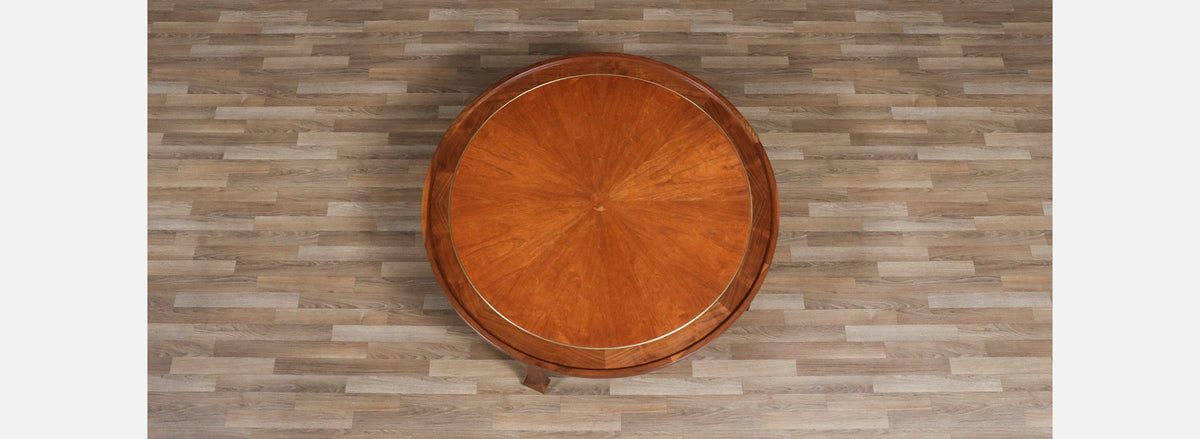 Michael Taylor Teak & Walnut Coffee Table w/ Brass Accents for Baker