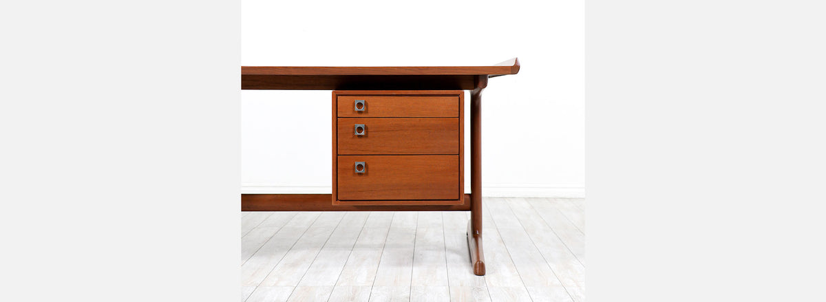 Danish Modern Executive Teak Desk for H.P. Hansen