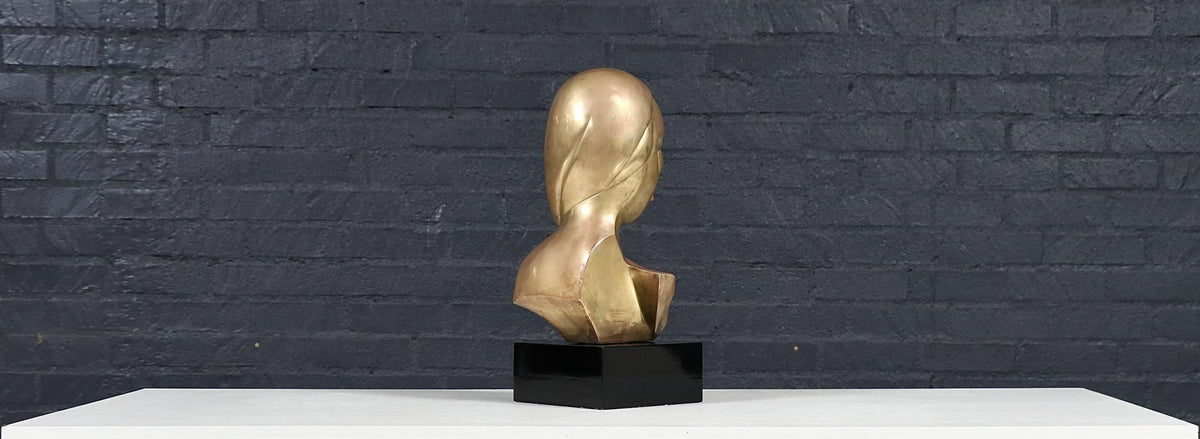 Vintage Modernist Brancusi-Inspired Bust Sculpture