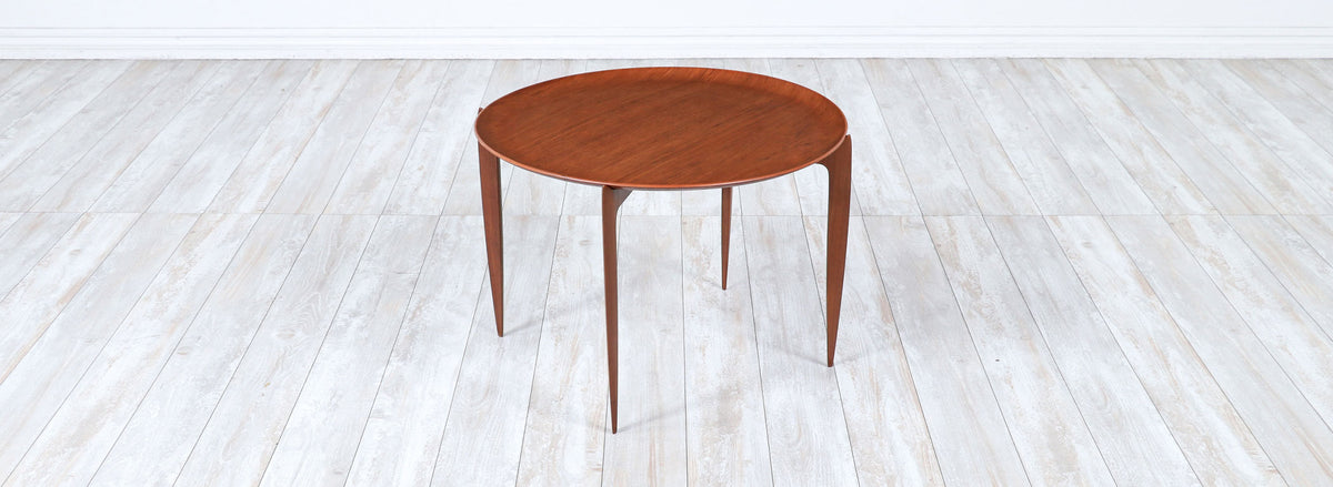 Danish Modern Sculpted Folding Tray Side Table by Fritz Hansen