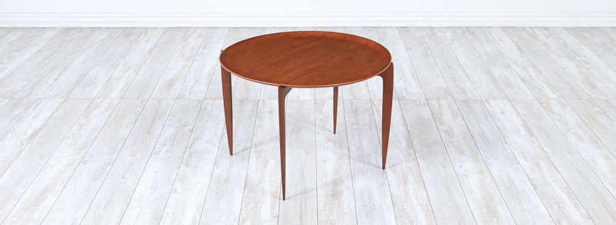 Danish Modern Sculpted Folding Tray Side Table by Fritz Hansen
