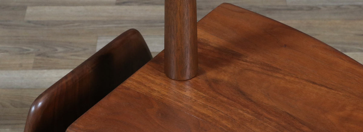 Laurel Walnut Floor Lamp w/ Magazine Holder & Tray Table