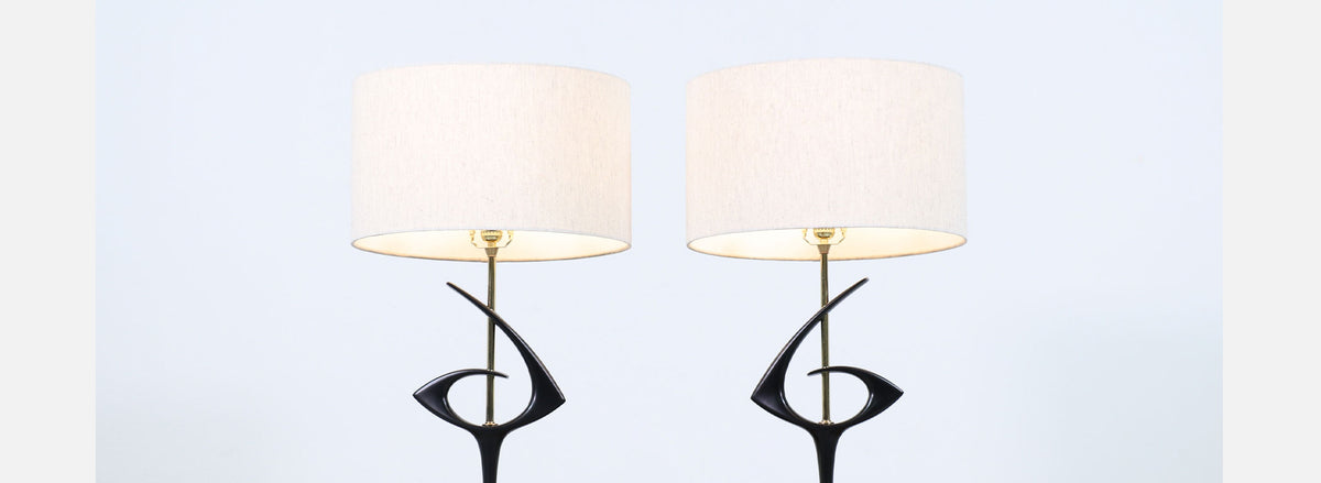 Mid-Century Modernist Sculpted Brass Table Lamps by Rembrandt Lamp Co