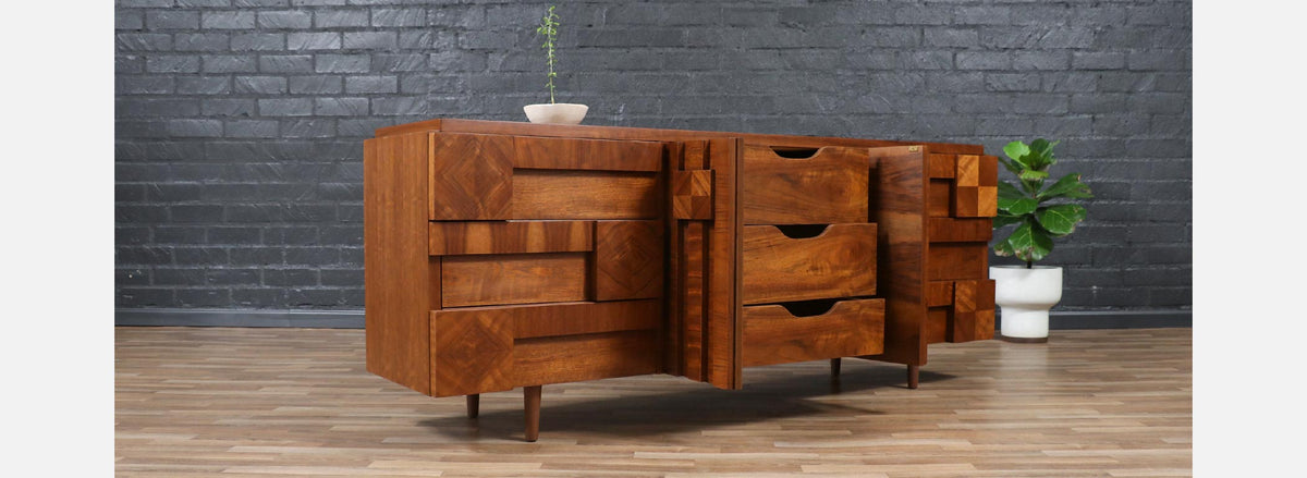 Mid-Century "Staccato" Brutalist Dresser by Lane