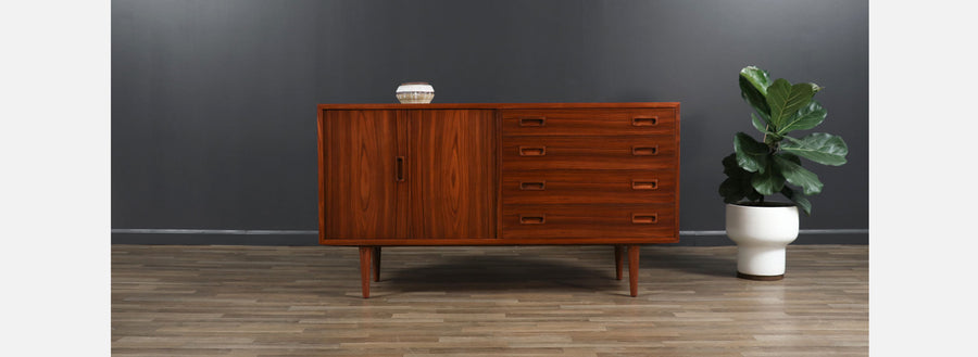 Carlo Jensen Rosewood Credenza with Bi-Folding Door 
