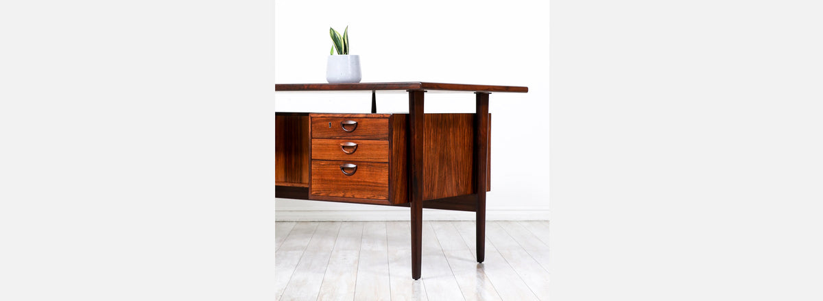Kai Kristiansen Rosewood Desk with Bookcase for Feldballes Møbelfabrik