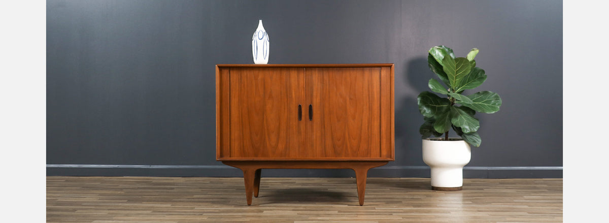 Danish Modern Teak Tambour-Door Cabinet