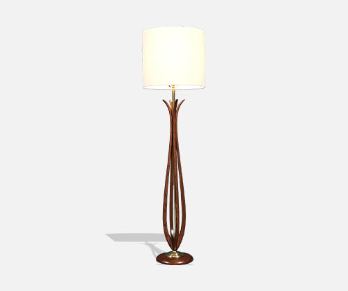 Mid-Century Sculpted Wood Floor Lamp by Roller Lamp Co.