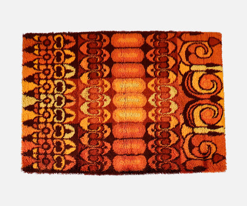 Danish Modern Hand-Knotted Orange Rug by Rya