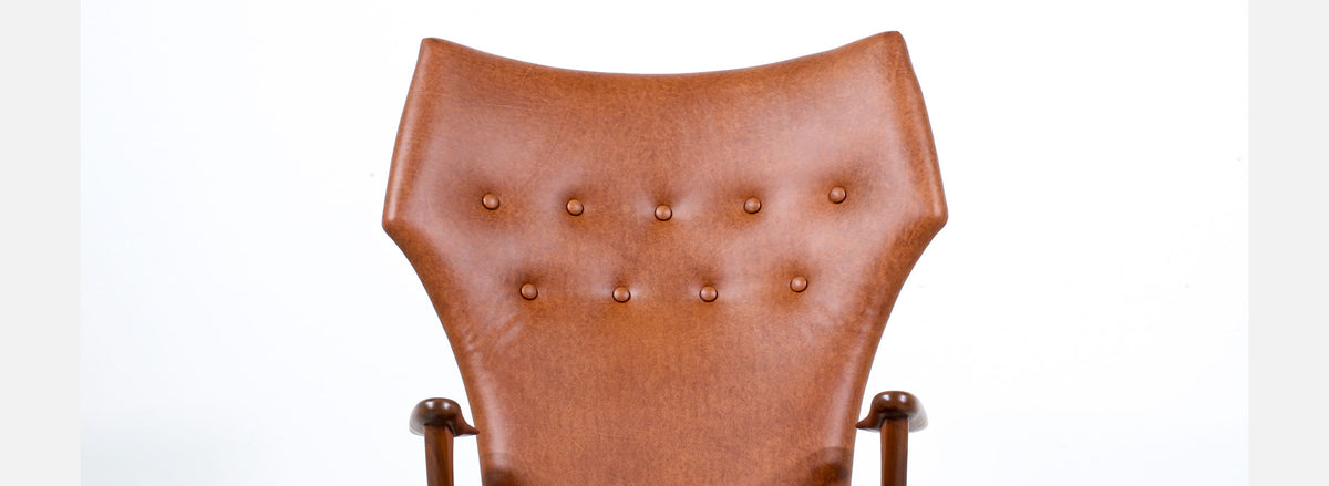 Kurt Østervig Cognac Leather Wing Chairs for Rolschau Mobler