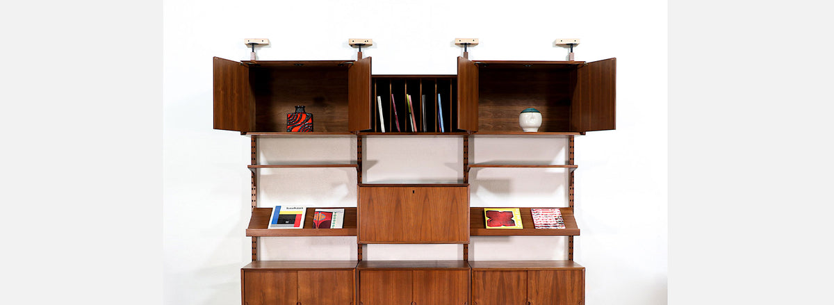 Danish Modern Tension Pole Wall Unit System by Poul Cadovius