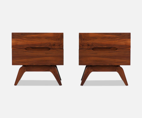 Mid-Century Modern Sculpted Walnut Night Stands Attributed to Vladimir Kagan