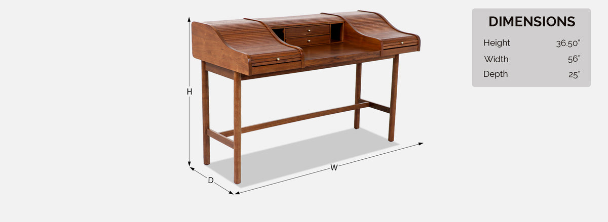 Mid-Century Modern Tambour-Door Desk by Drexel
