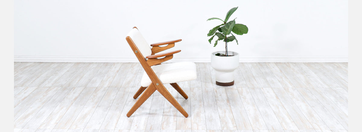 Danish Modern Sculpted Oak & Teak Arm Chair by Arne-Hovmand Olsen