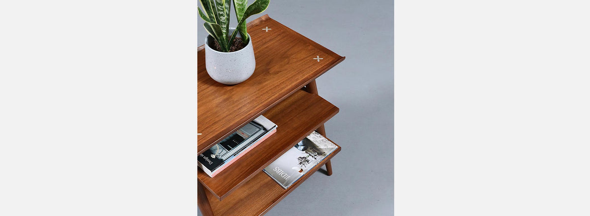 Merton L. Gershun Pyramid Tier Table w/ Steel Accent for American of Martinsville