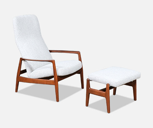 Folke Ohlsson Model-1032 Reclining Chair w/ Ottoman for Dux