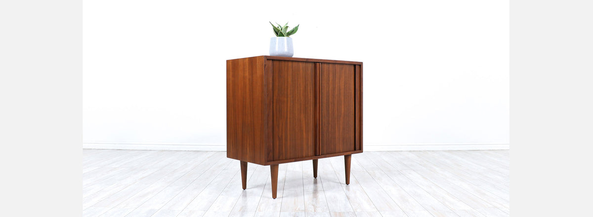 Mid-Century Modern Tambour-Door Cabinet