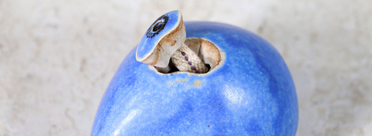 Mid-Century Modern Blue Glazed Ceramic Weed Pot Vases