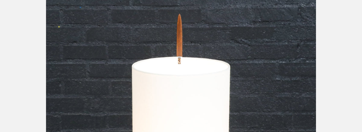 John Keal Korina Wood & Brass Accent Table Lamp for Modeline of California