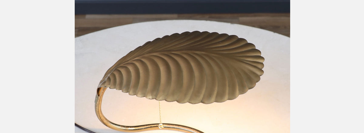 Post Modern Brass Leaf Shaped Desk Lamp