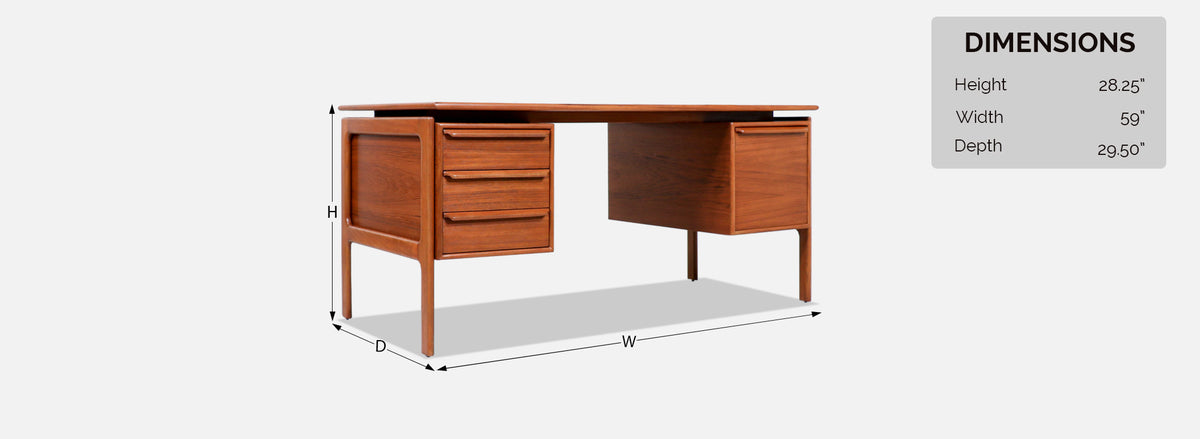 Danish Modern Floating-Top Teak Desk by G.V. Møbler