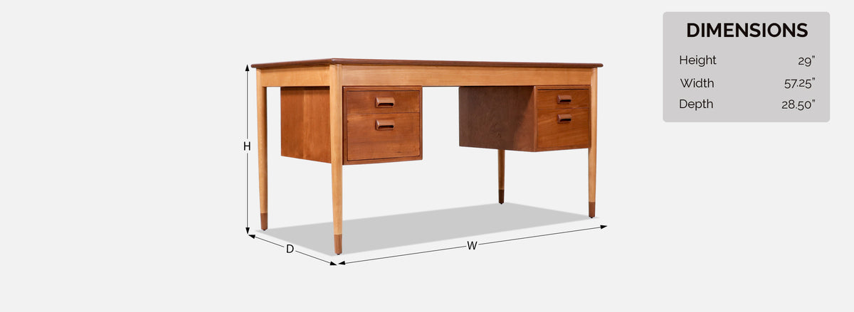 Børge Mogensen Teak & Oak Executive Desk for Søborg Møbler