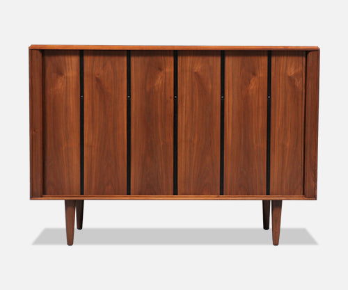 California Modernist Tambour-Door Walnut Credenza by Barzilay