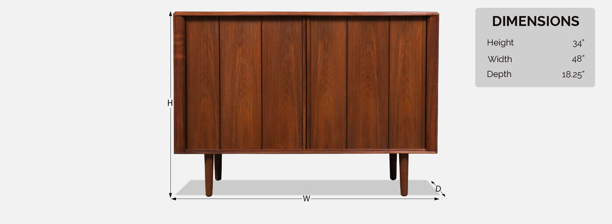 Californian Modern Tambour-Door Walnut Credenza by Barzilay