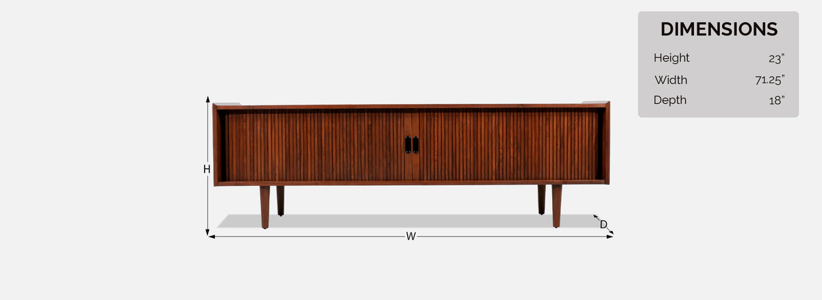 Vintage Merton L. Gershun Tambour-Door Walnut Credenza for Dillingham