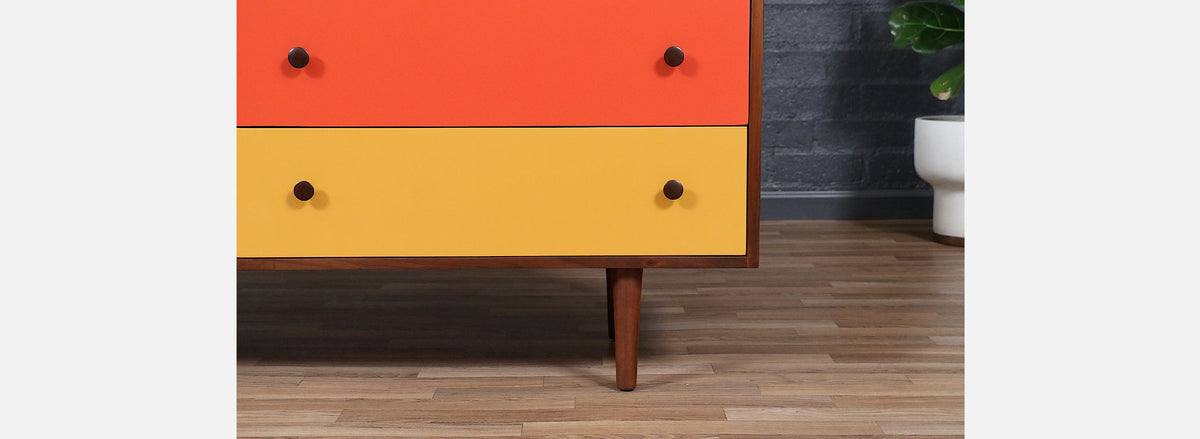 Milo Baughman Multi-Color Lacquered Dresser for Glenn of California. 