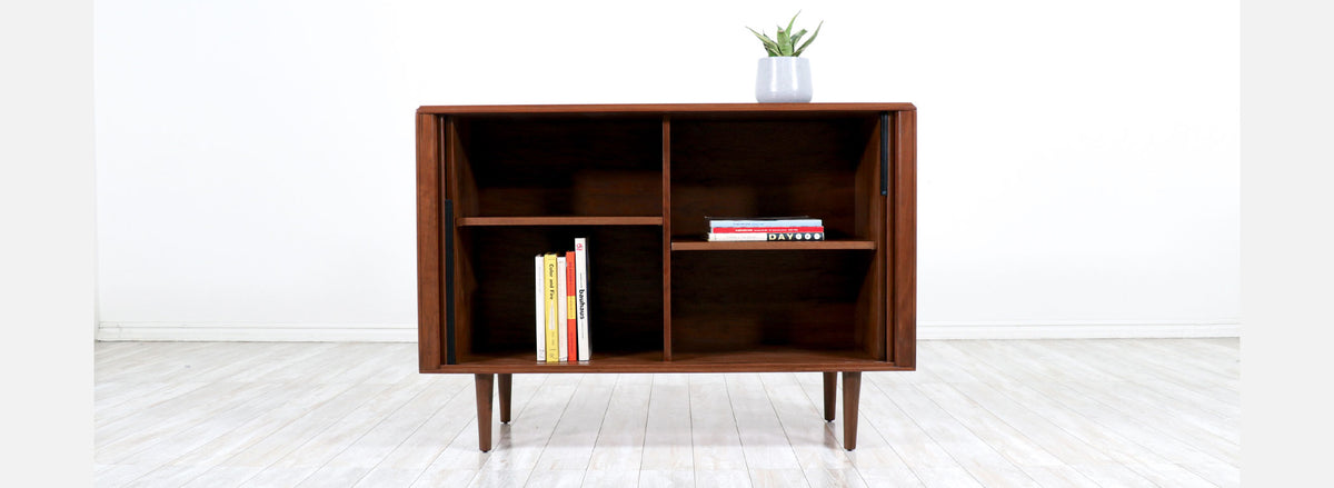 Vintage Mid-Century Modern Tambour-Door Credenza by Barzilay