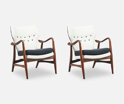 Rare Ib Madsen & Acton Schubell Wing Back Lounge Chairs for Schubell & Madsen